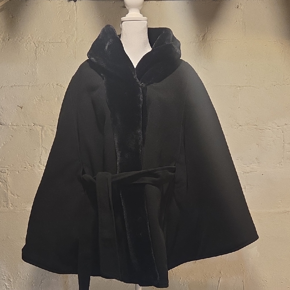 Elegant Black Cape Coat